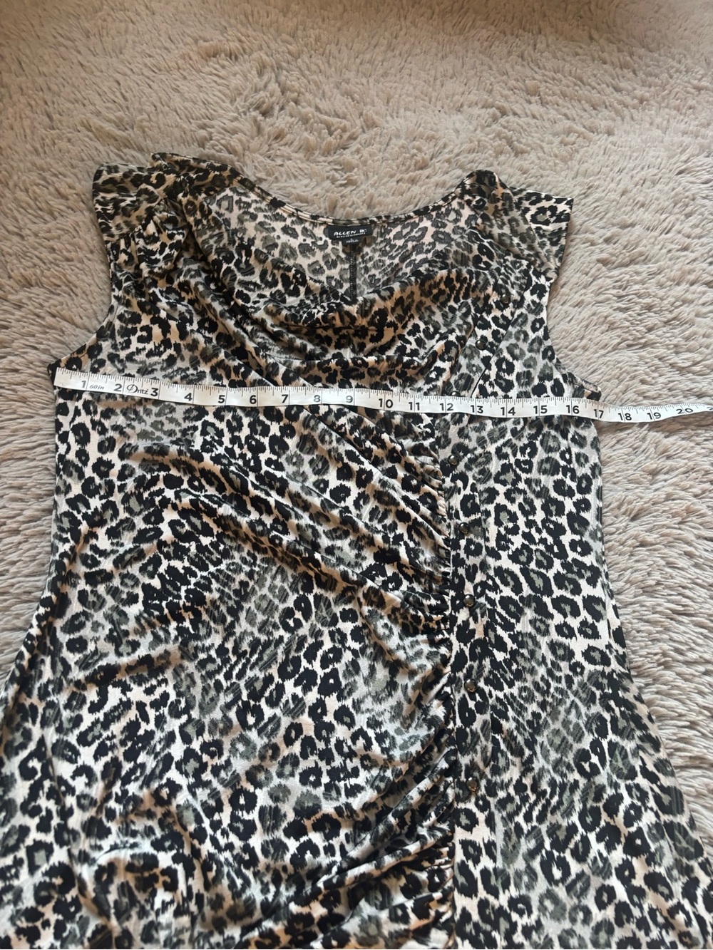 Allen B. By Allen Schwartz Black and Cream Leopard Print Drape Neck Tank - Picture 6 of 7